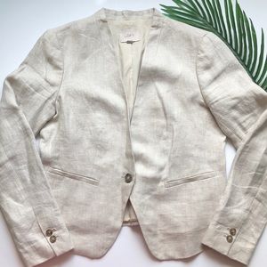 Anne Taylor LOFT Linen Collarless Jacket
